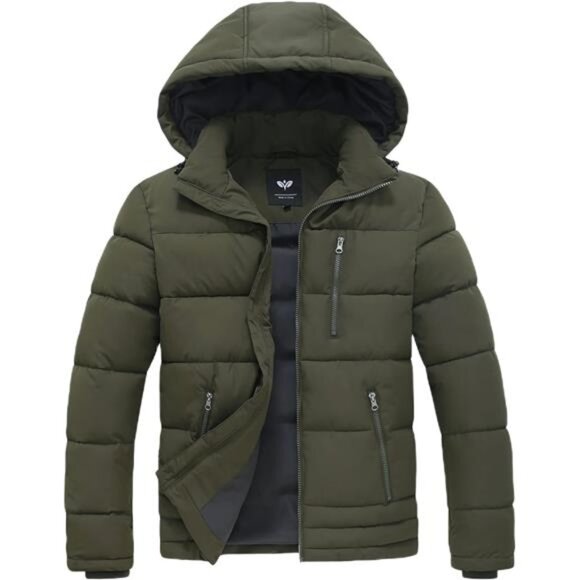 Men's Hooded Winter Coat Warm Puffer Jacket Thicken Quilted Jacket - Picture 1 of 7